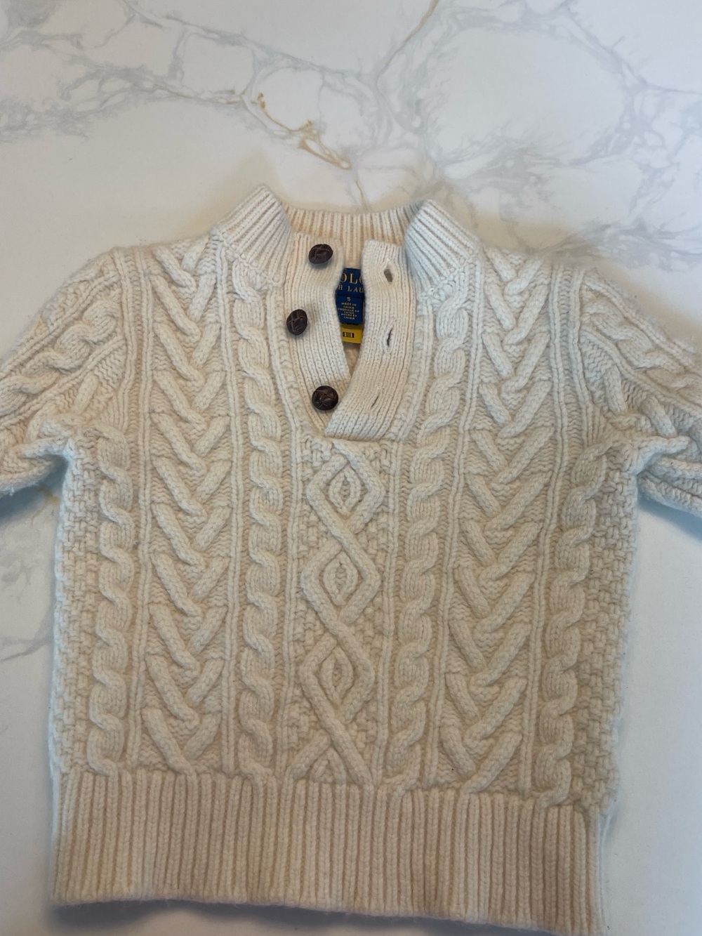 Polo by Ralph Lauren Cream Cable-Knit Zip-Style Sweater